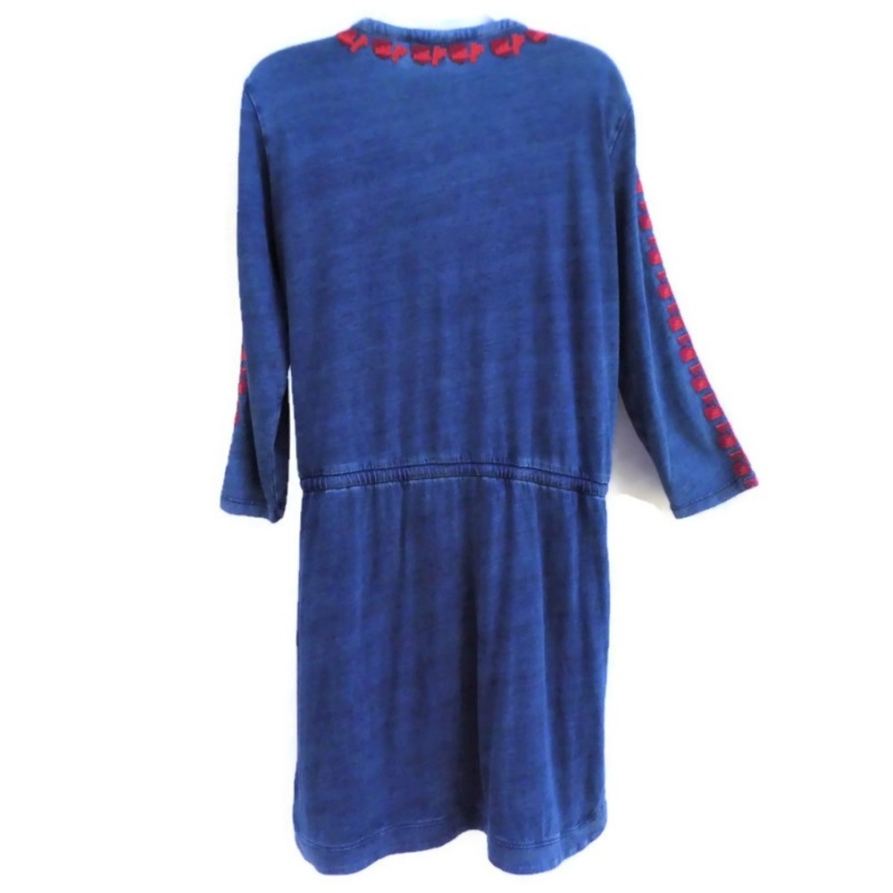 Lucky Brand Dress Blue Indigo Red Embroidered Lounge M - Picture 5 of 6